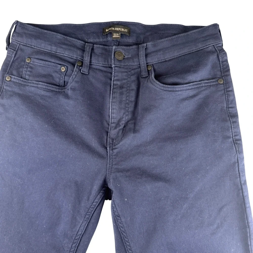 Banana Republic Mens Slim Fit Navy Blue Five Pocket Chino Pants 32x32 Blend